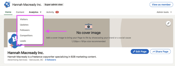 LinkedIn Analytics dashboard
